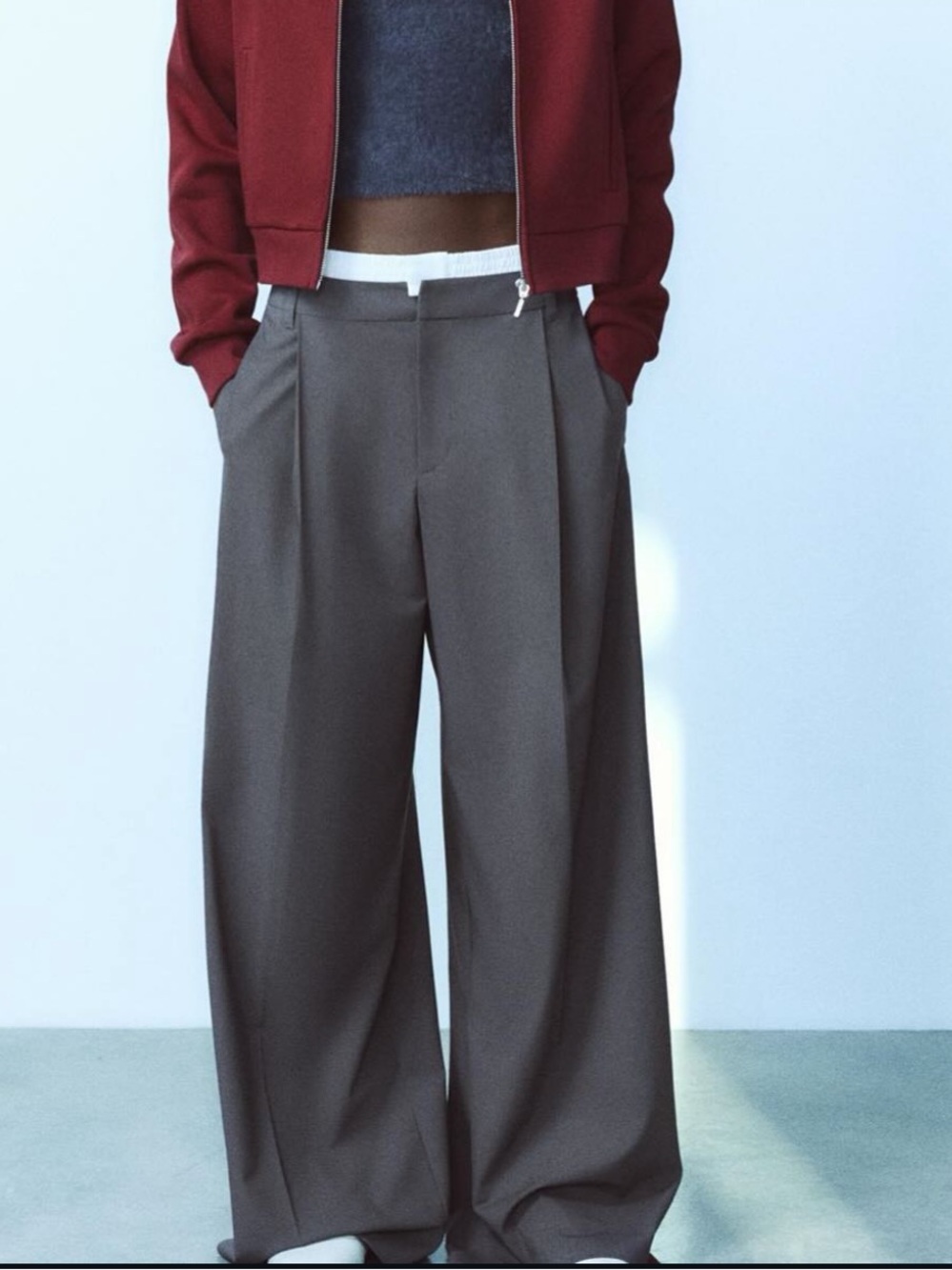 Zara Dark Gray Wide Leg Trousers XS